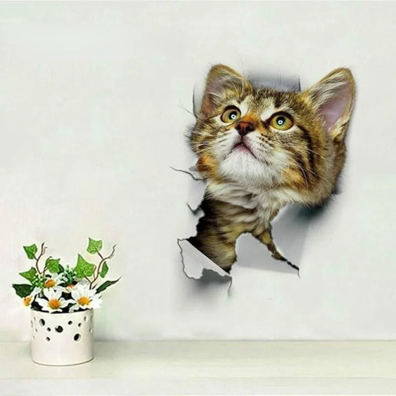 3pcs 3D Cute Cat Self-adhesive - Pvc Panel Background review and price