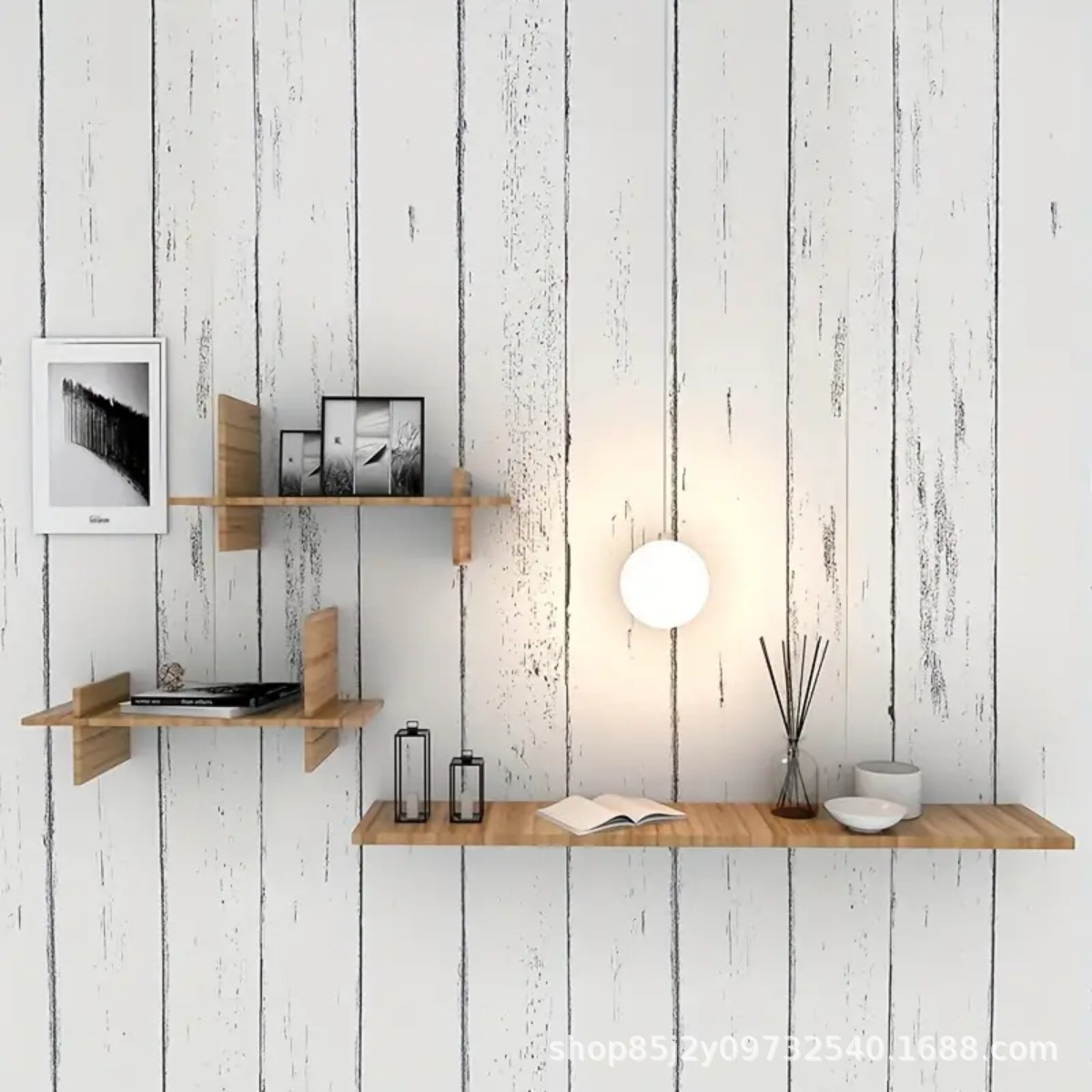 Retro White Wallpaper Wooden P - Pvc Panel Background review and price