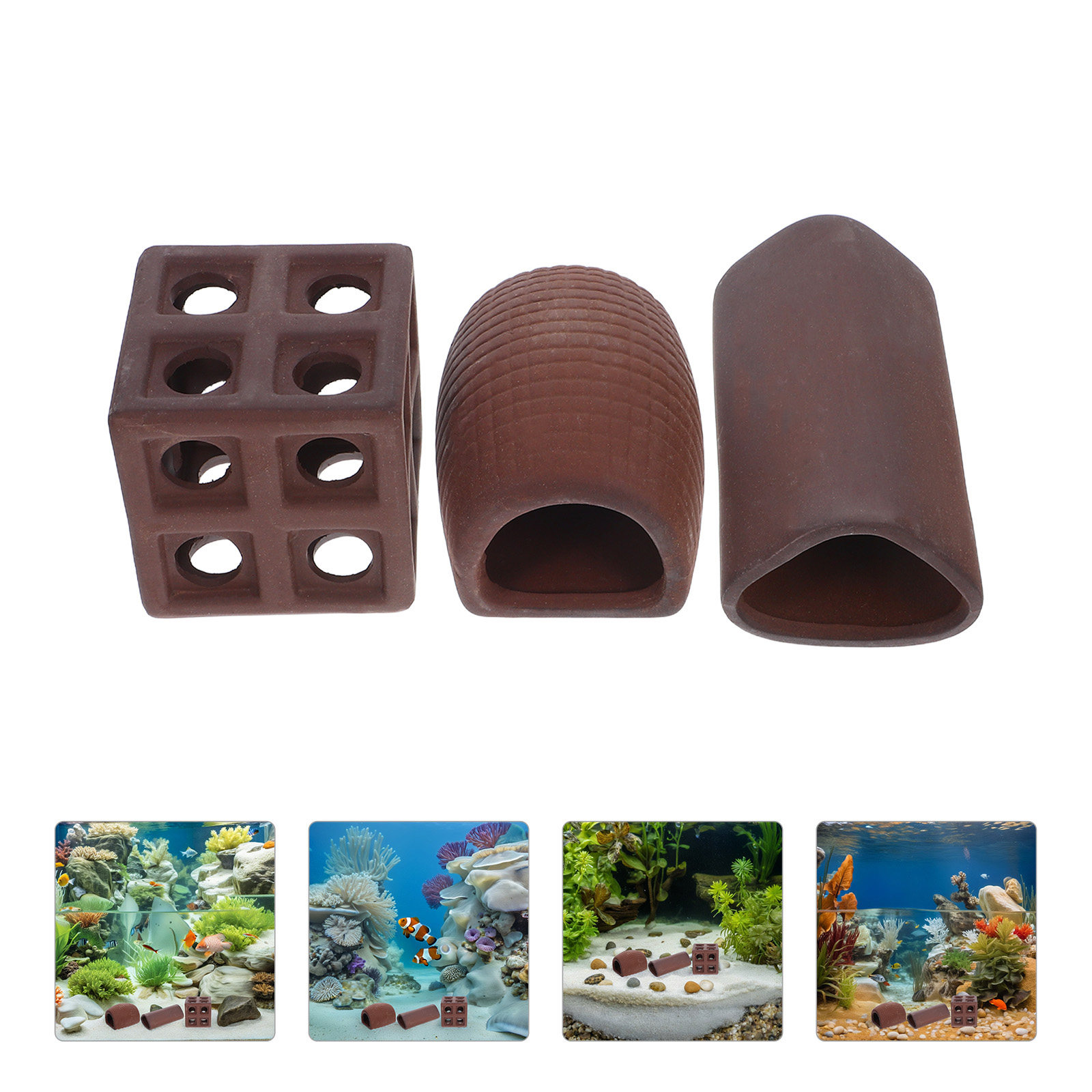 3Pcs Aquarium Decorative Rocke - Hide Cave Ceramic review and price